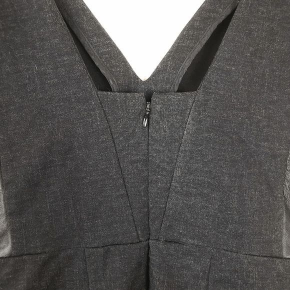 Madewell Leather Charcoal Gray Insert Pointe V Neck Leather Panel Dress Size: 0 - Picture 6 of 7
